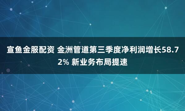 宣鱼金服配资 金洲管道第三季度净利润增长58.72% 新业务布局提速